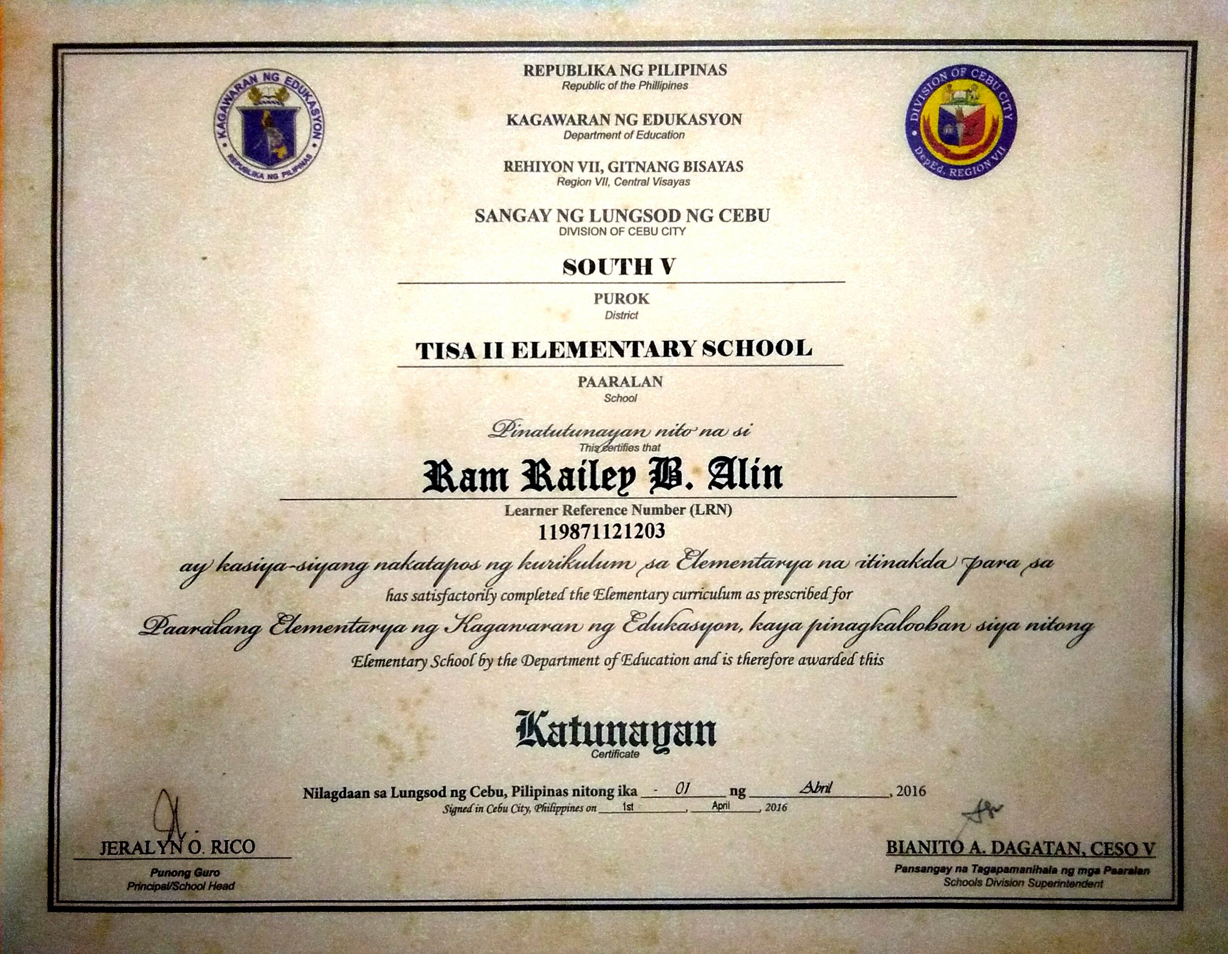 my elementary diploma